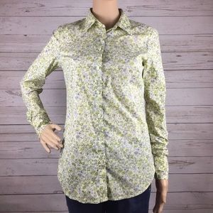ANN TAYLOR Yellow Floral Button Down Shirt
